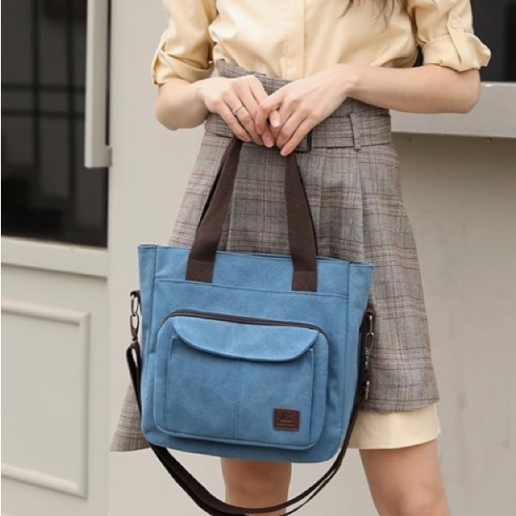 Blue denim canvas tote/shoulder/crossbody bag -women’s. - Picture 10 of 16